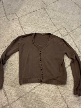Nordstrom Brown V-Neck Button Front Cardigan Size S/M